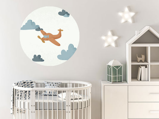 Muursticker Born to be Free Vliegtuigje - Kinderkamer - Babykamer (Sfeer)