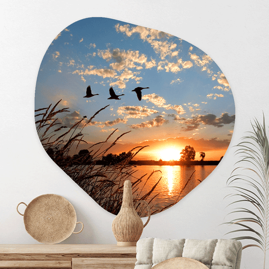 Wanddecoratie Organisch Ganzen bij Zonsondergang