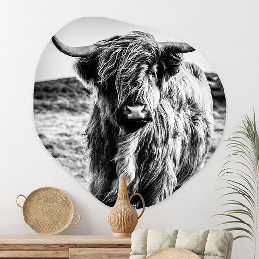 Wanddecoratie Organisch Wild Highland Beauty - Zwart Wit