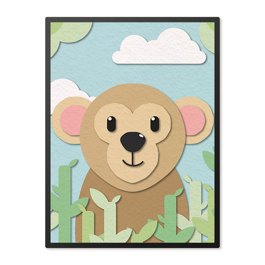 Poster in Lijst Aap - Kinderkamer