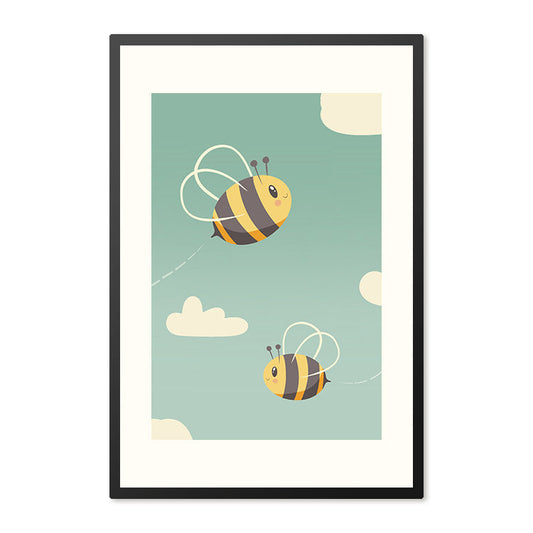 Poster in lijst Twee Blije Bijen - Kinderkamer - Babykamer - Passe Partout