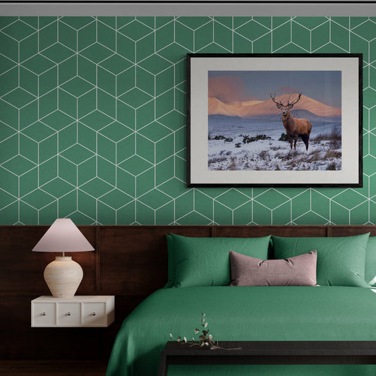 Poster in Lijst Hert in Winterlandschap