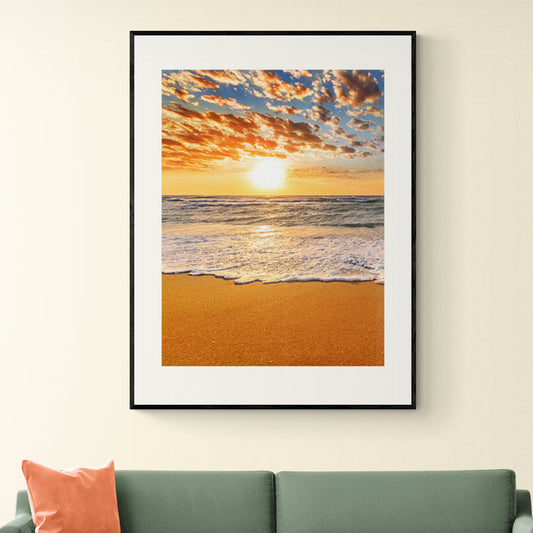 Poster in Lijst Stralende Zonsondergang aan de Kust