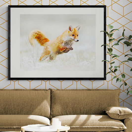 Poster in Lijst Vos in Winterwonderland