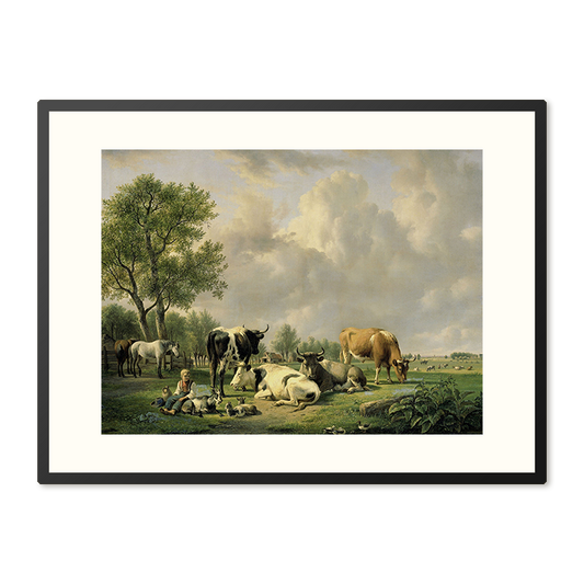 Poster in Lijst Landschap met Vee