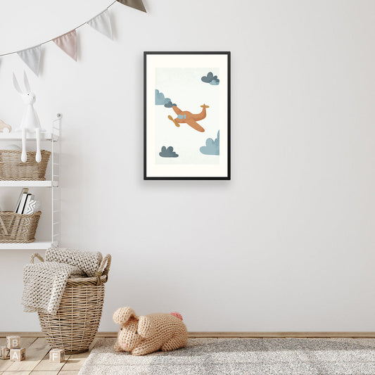 Poster in lijst Born to be Free Vliegtuigje