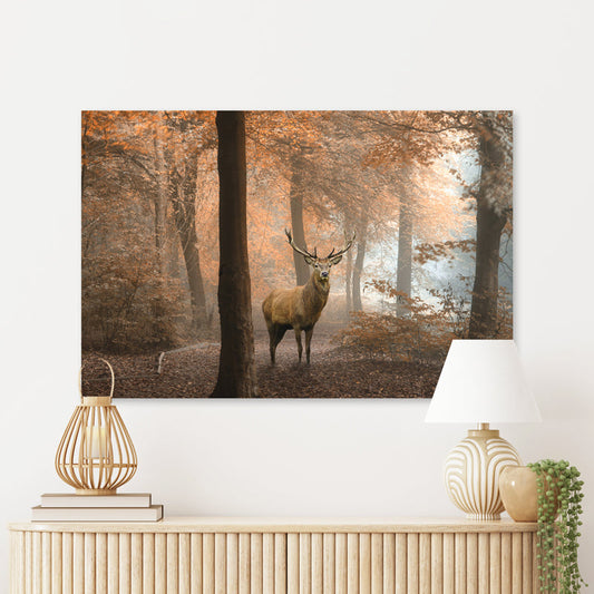 Schilderij Hert in Herfstbos