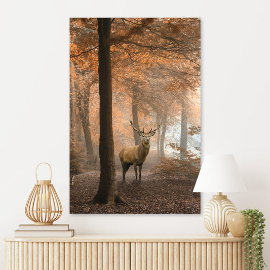 Schilderij Hert in Herfstbos
