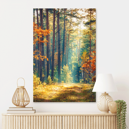Schilderij Ochtend in Herfstbos