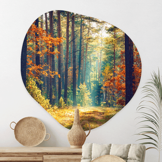 Wanddecoratie Organisch Herfstbos bij Ochtendgloren