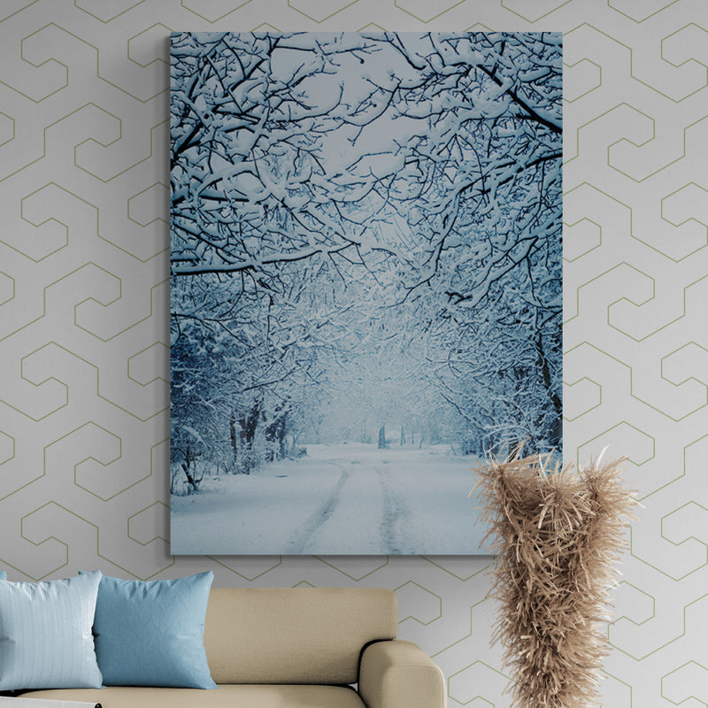 Schilderij Besneeuwde Winterlaan