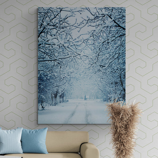 Schilderij Besneeuwde Winterlaan