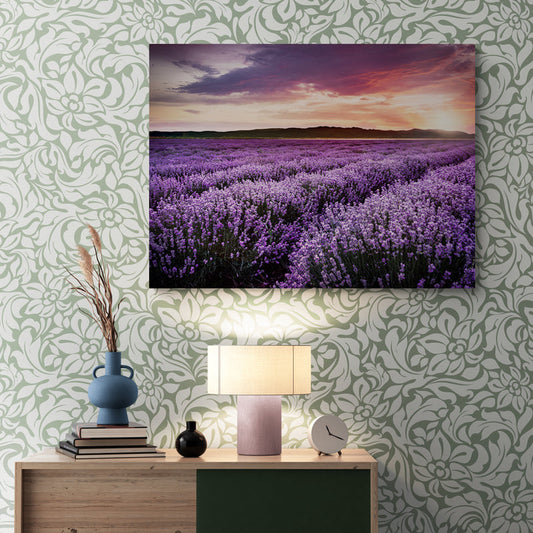 Schilderij Bloeiend Lavendelveld