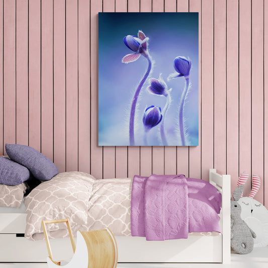 Schilderij Bloeiende Blauwe Bosbloemen