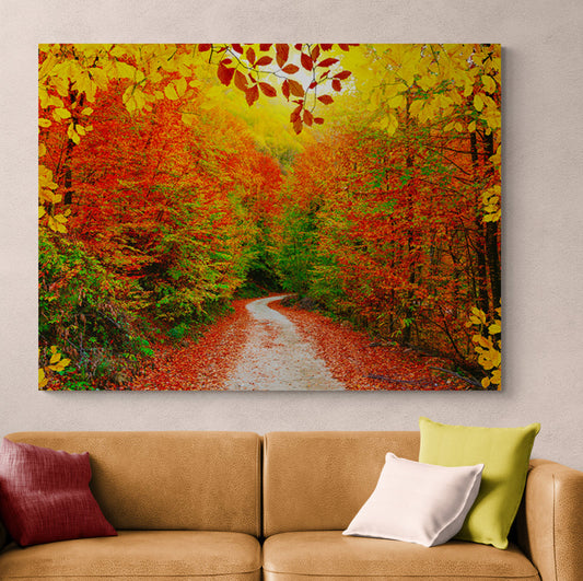Schilderij Kleurrijke Herfstwandeling in het Bos