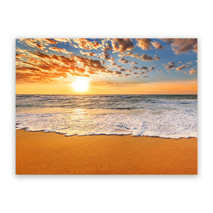 Schilderij Stralende Zonsondergang aan de Kust