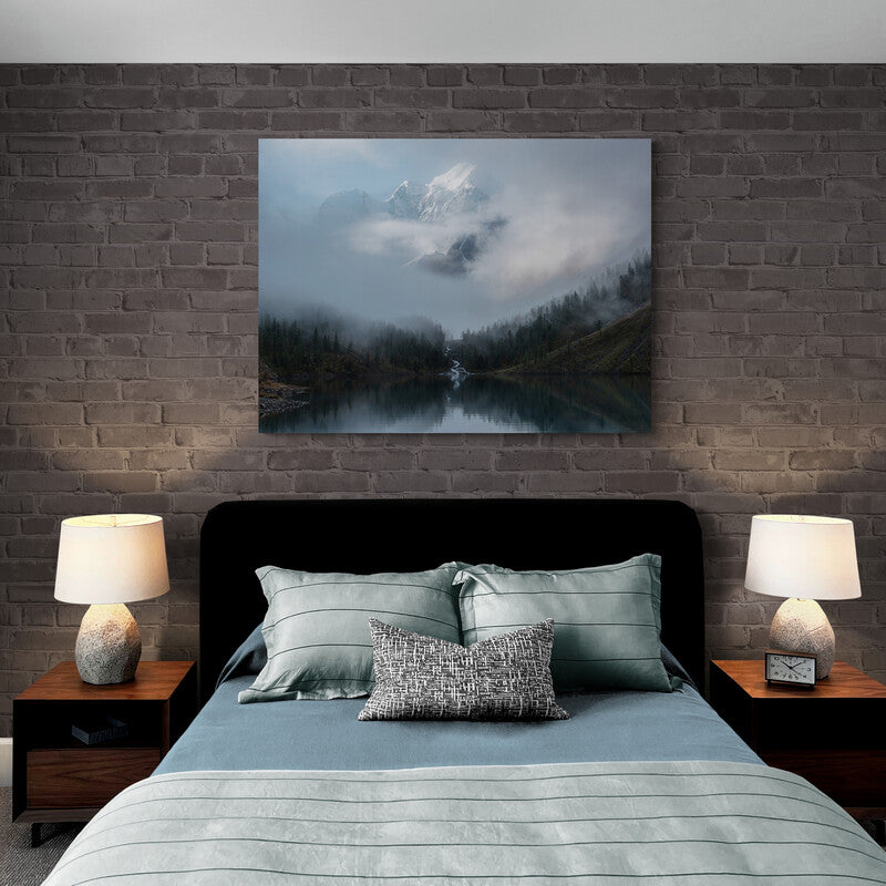 Schilderij Mistige Bergtoppen