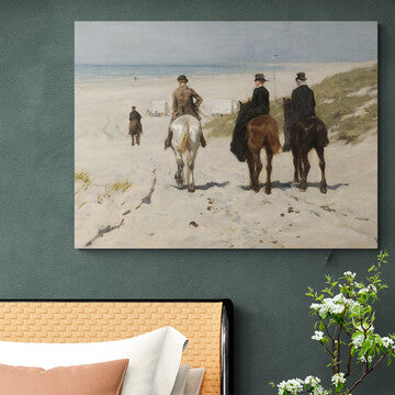 Schilderij Morgenrit aan het Strand