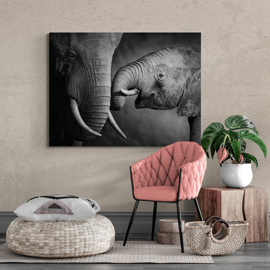Schilderij Olifanten Genegenheid
