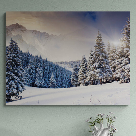 Schilderij Winterlandschap bij Avondschemering
