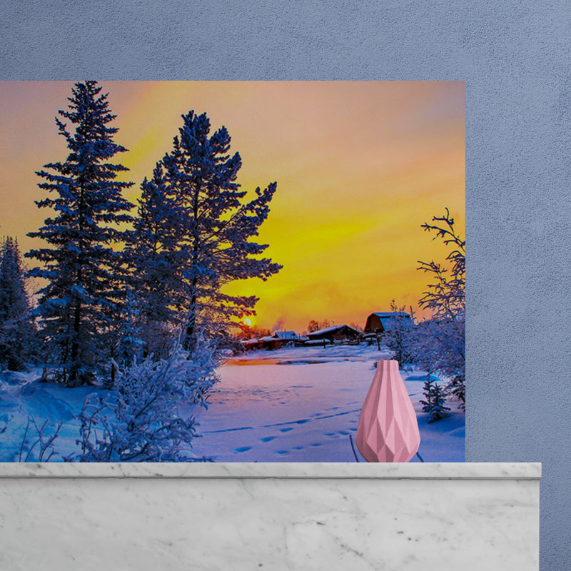 Schilderij Winterlandschap bij Zonsondergang