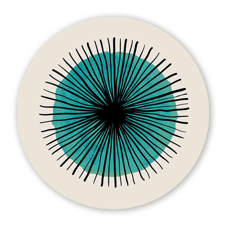 Muurcirkel Scribble Turquoise