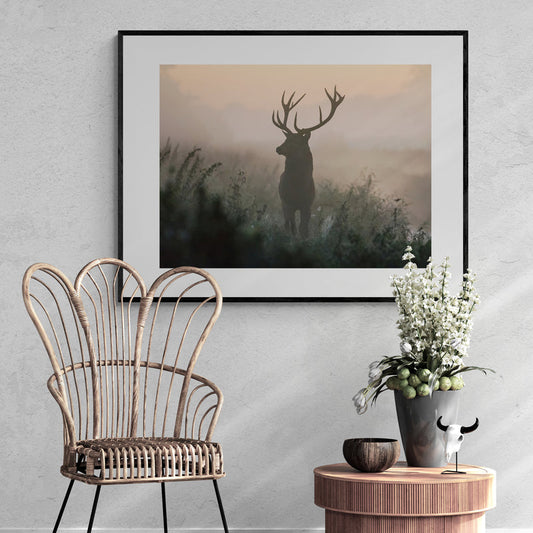 Poster in Lijst Hert in de Ochtendmist