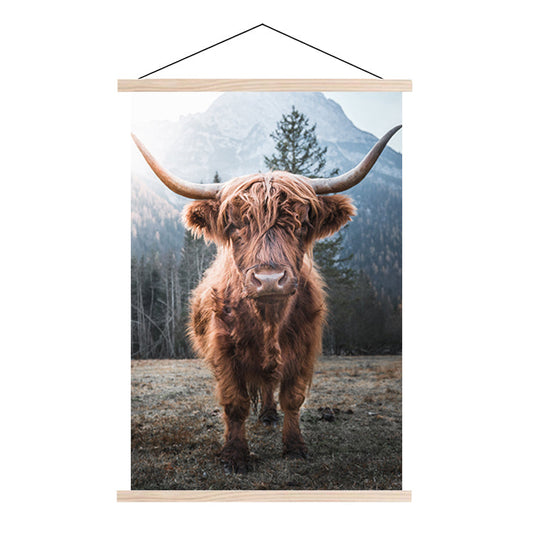 Textielposter Schotse Hooglander in de Bergen