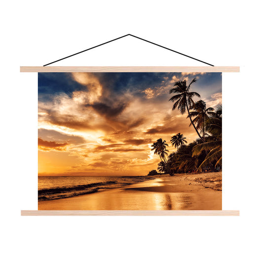 Textielposter Zonsondergang op het Strand