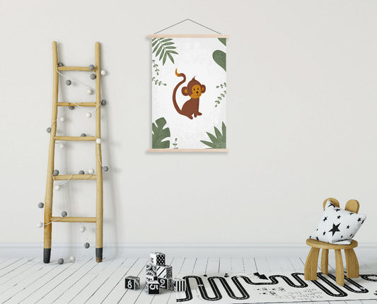 Textielposter Born To Be Wild Aapje - Kinderkamer - Babykamer
