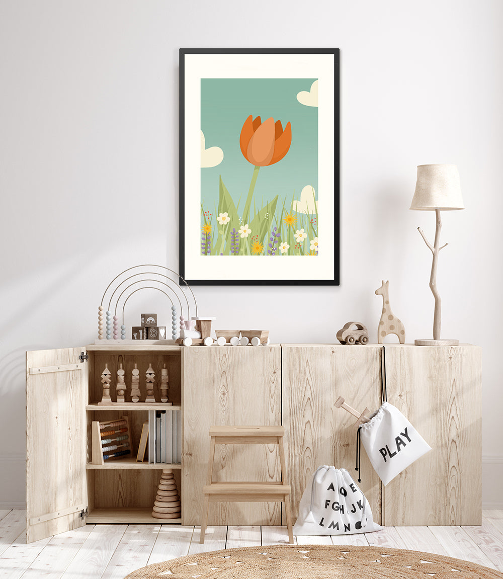 Poster in lijst Oranje Tulp